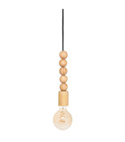 Luminaire suspension perles en bois naturel d 5 cm