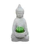 Bouddha photophore en ciment et verre h 15 cm
