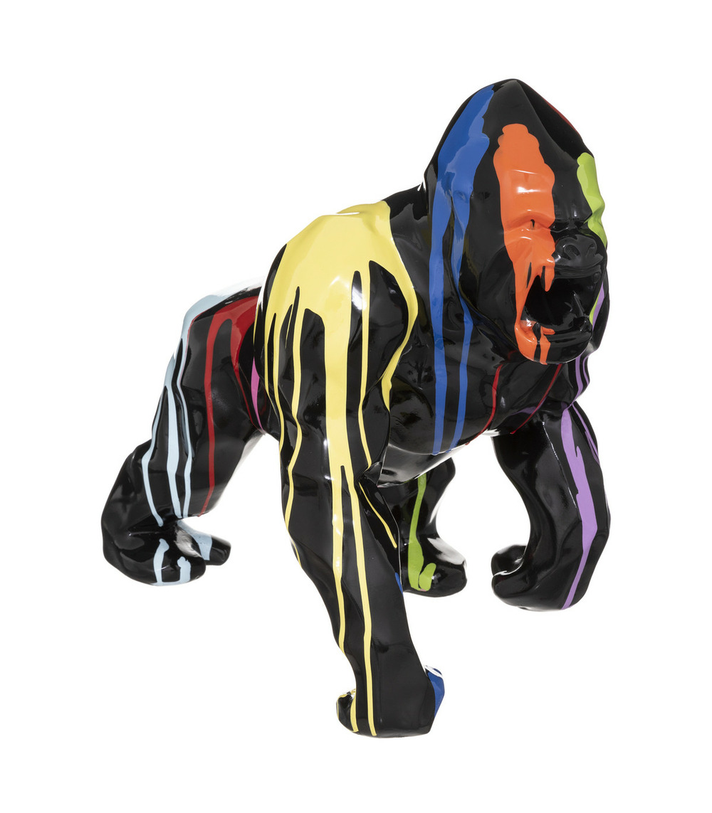 Objet déco gorille en résine noire et peint trash l 45 cm