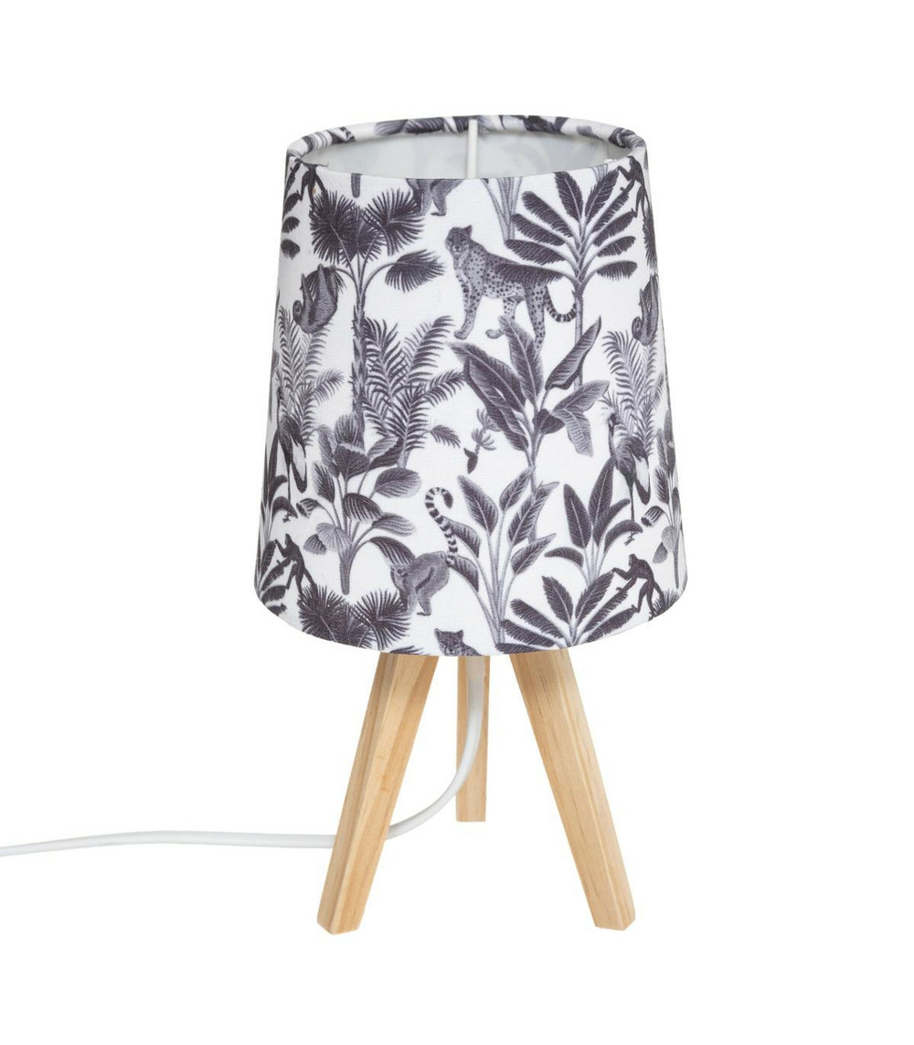 Lampe trépied en bois déco jungle chambre d'enfant