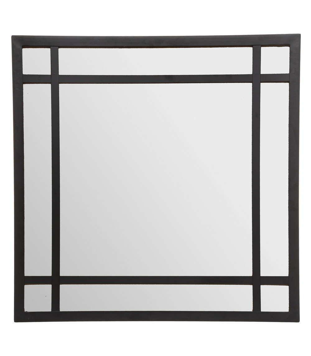 Miroir mural carré en métal noir 74 x 74 cm