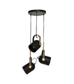 Luminaire suspension 3 lampes en métal noir & doré h 83 cm