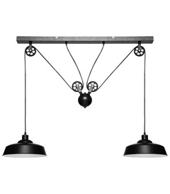 Luminaire suspension 2 lampes en métal noir
