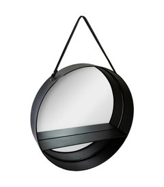 Miroir à suspendre en métal noir avec étagère d 55 cm