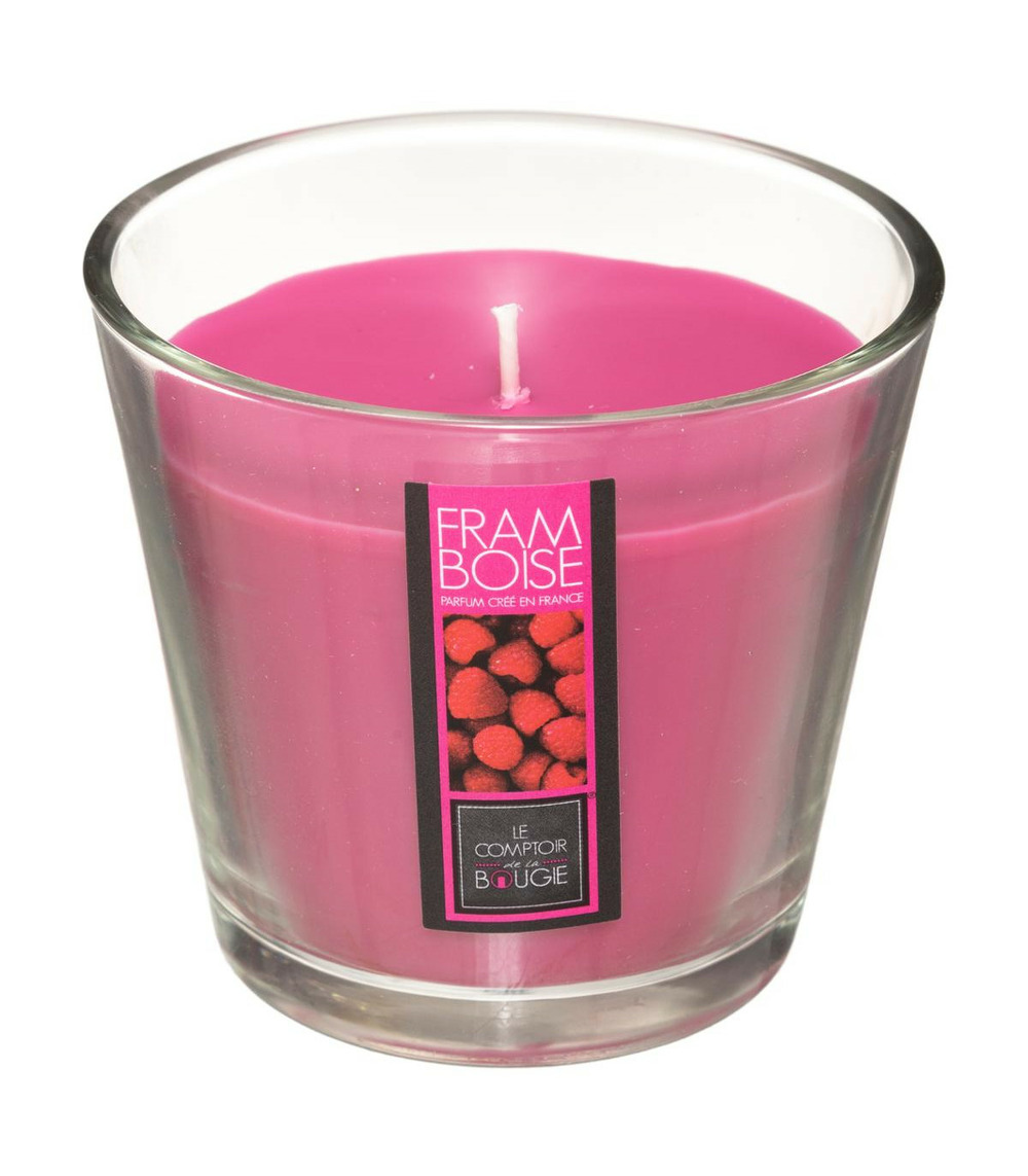 Bougie parfumée framboise pot en verre 190 g