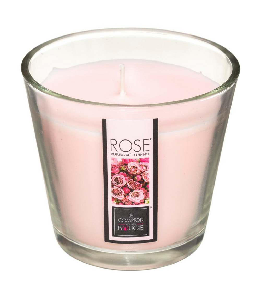 Bougie parfumée rose pot en verre 190 g
