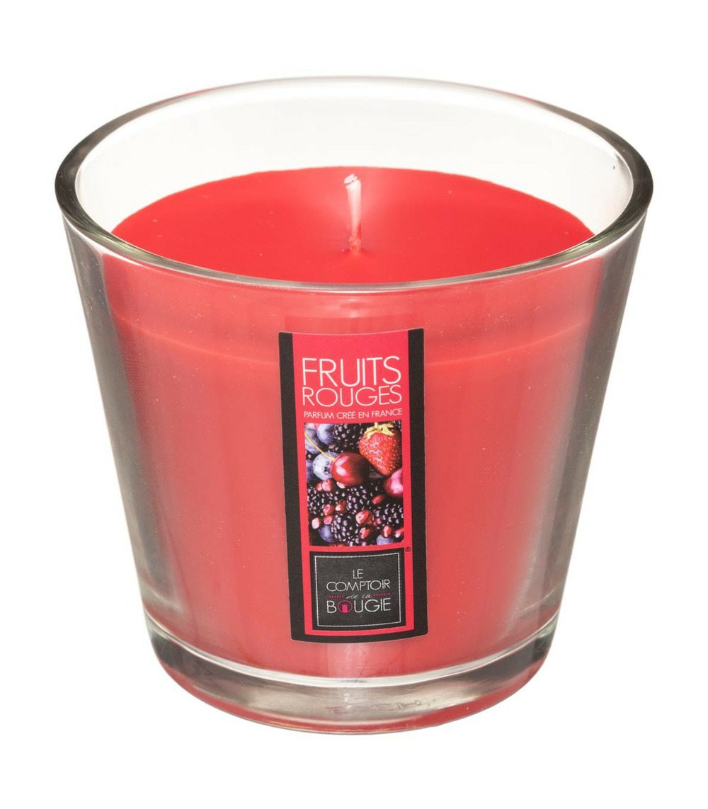 Bougie parfumée fruits rouges pot en verre 190 g