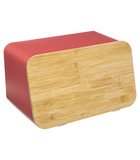 Boite à pain avec planche à découper intégrée en bambou et métal rose nacarat