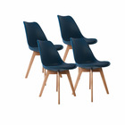 Lot de 4 chaises de salle à manger lagom bleu bois naturel style scandinave
