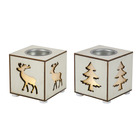 Rubik set - set de 2 bougeoirs carré bois naturel led