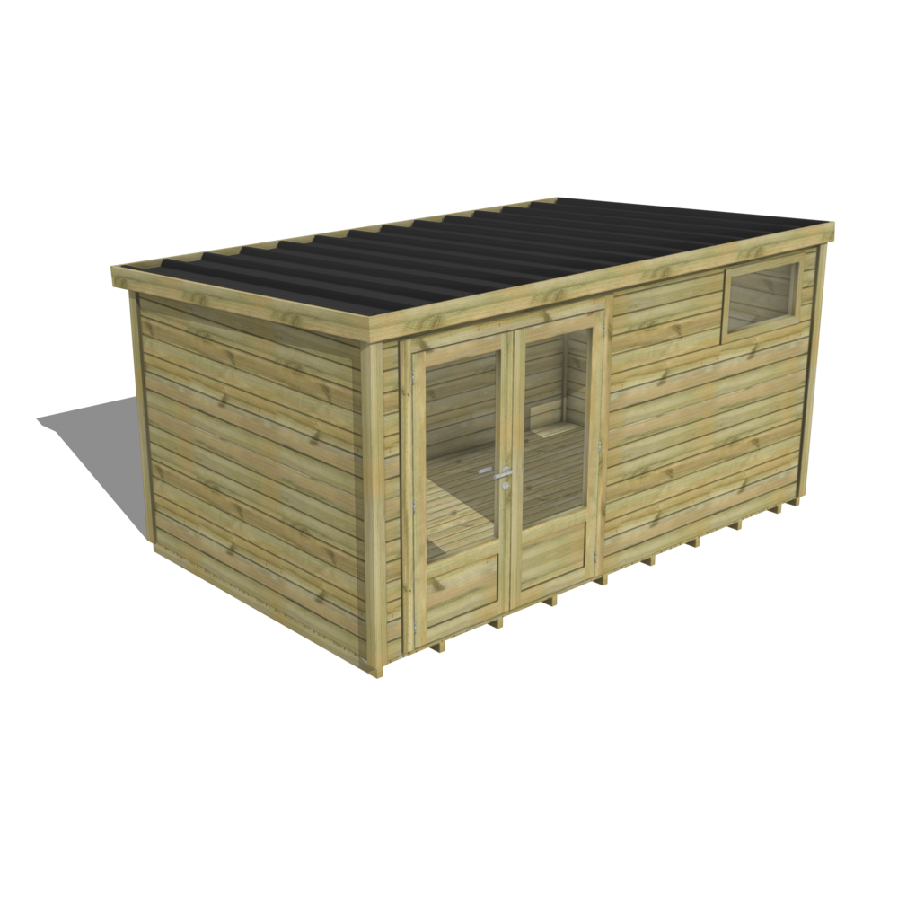 Abri de jardin bois pin traité autoclave 27mm - essentiel - 4,34x2,64m / 11m2 - bac acier - plancher bois