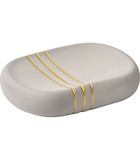 Porte-savon en céramique bicolore gris et or
