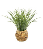 Plante artificielle herbe dans un pot tressé en jacinthe beige naturel h 46 cm
