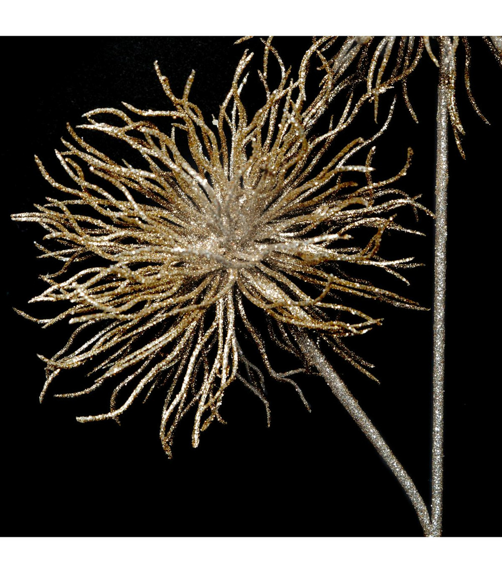 Branche décorative spéciale fêtes oursins or pailleté h 60 cm