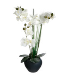 Plante artificielle orchidée dans un pot en céramique grise h 53 cm