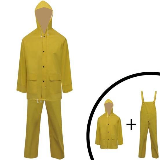 Imperméable robuste 2 pièces avec capuchon et salopette jaune l