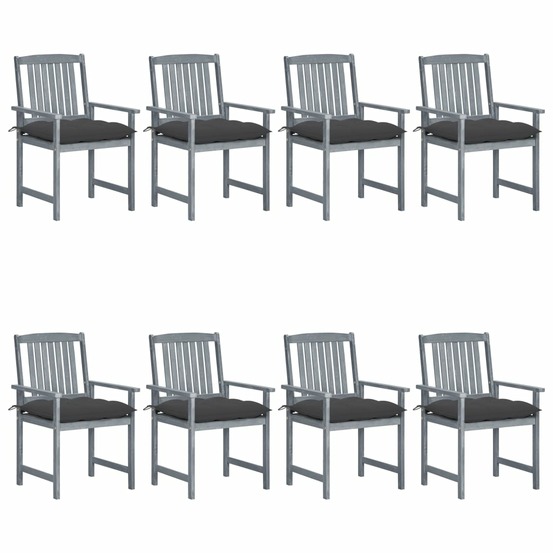 Chaises de jardin et coussins lot de 8 bois acacia solide gris