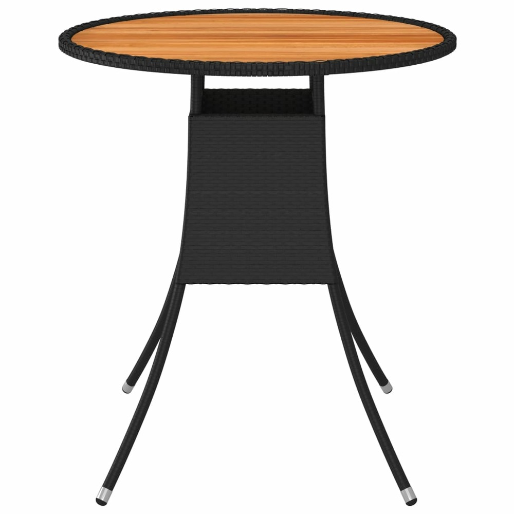 Table à dîner de jardin noir ø 70 cm résine tressée et acacia