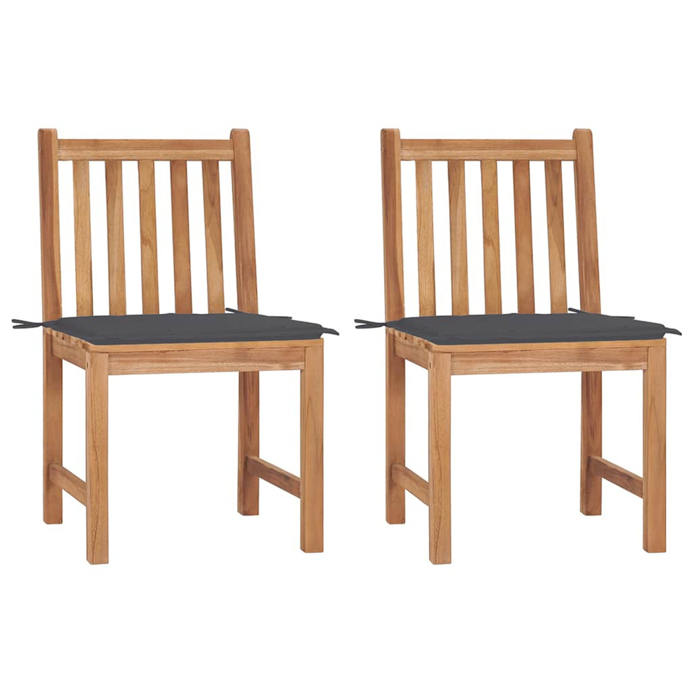 Chaises de jardin lot de 2 avec coussins bois de teck massif