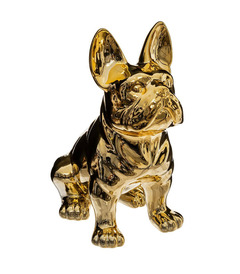 Objet décoratif bulldog en céramique or h 22 cm