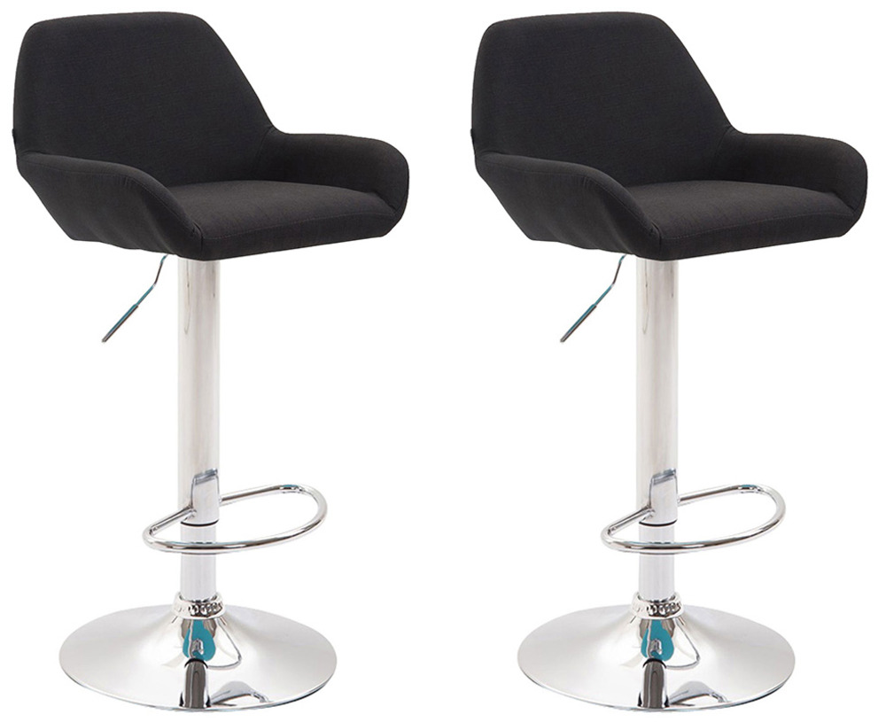Lot de 2 tabourets de bar braga tissu chrome