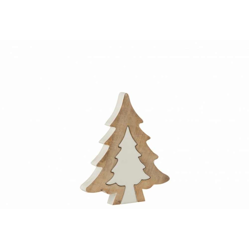Sapin de noël en bois de manguier blanc et naturel détachable  Truffaut
