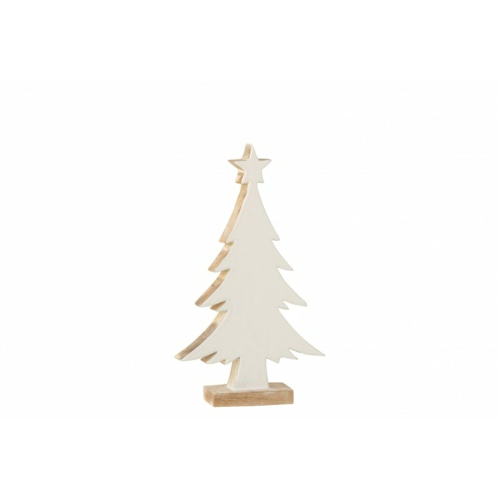 Sapin de noël décoratif en bois de manguier blanc 18.5x4x32 cm h5