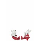 Assortiment de 2 rennes assis de couleur rouge et blanc