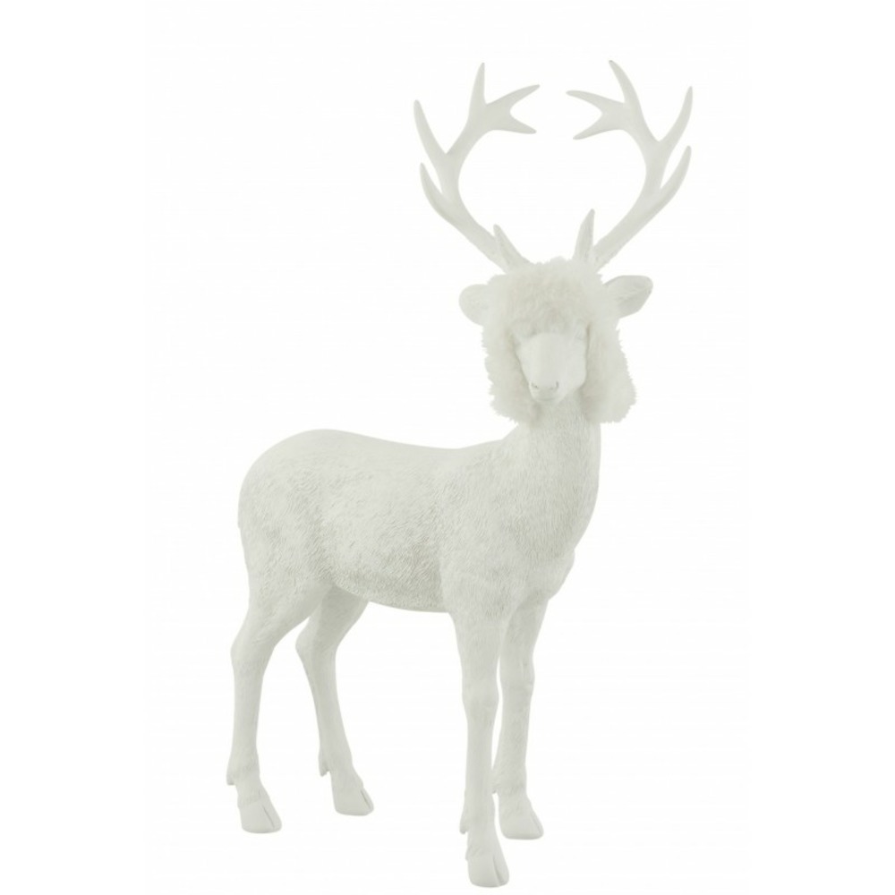 Renne de noël en résine blanc 34x16x52 cm