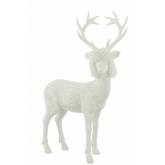Renne de noël en résine blanc 34x16x52 cm