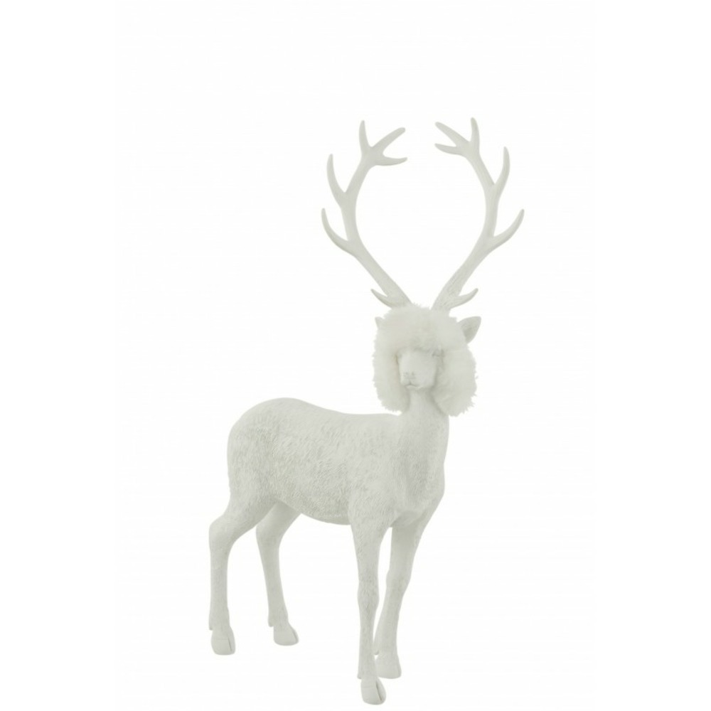 Renne de noël en résine blanc 29x15x45 cm