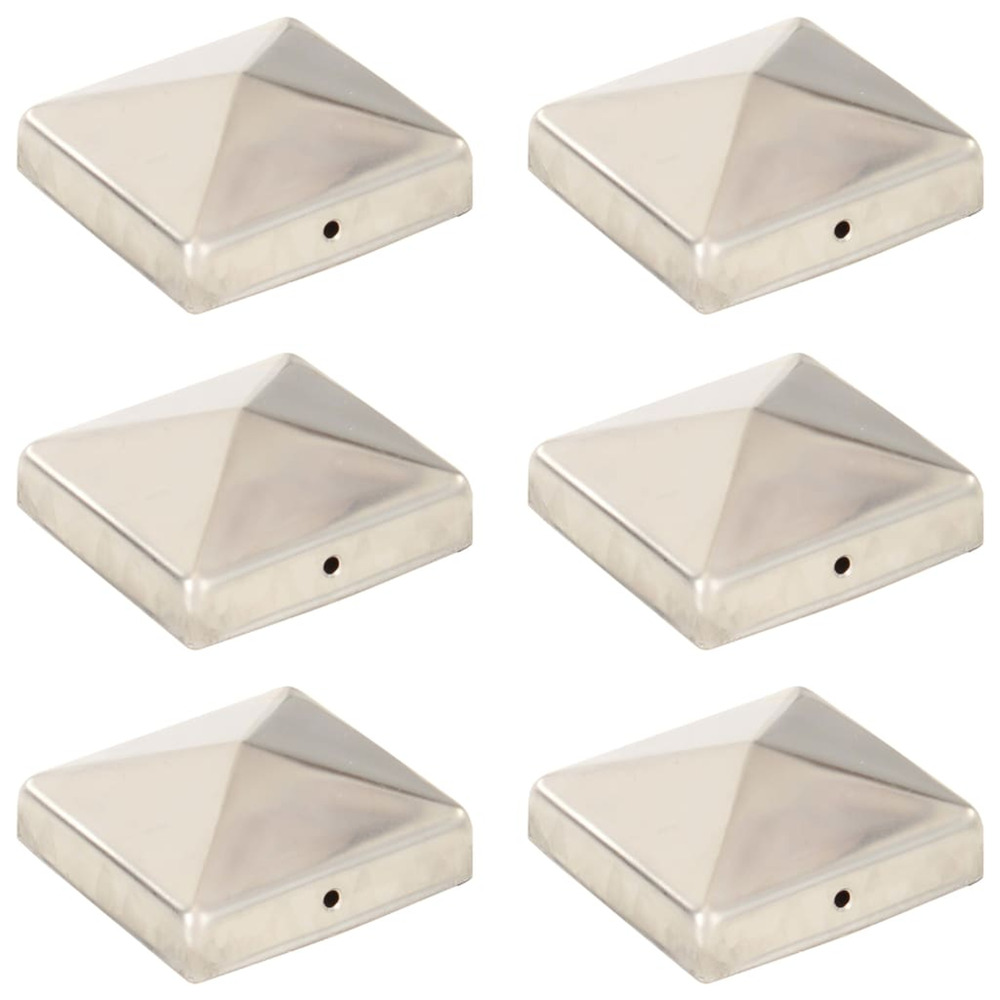 Bouchons de poteau de clôture pyramidaux 6 pcs inox 81x81 mm