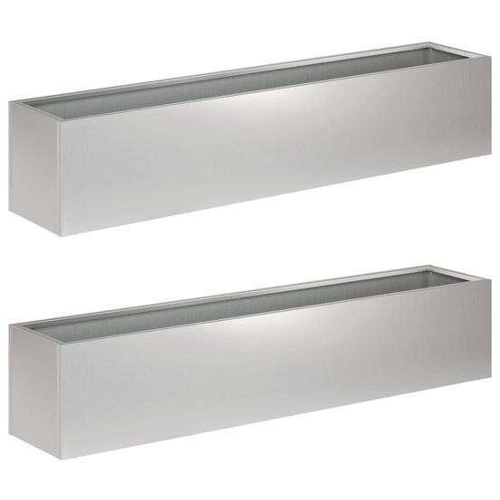 Cache-pot de jardin 2 pc argenté 80 x 20 x 20 cm