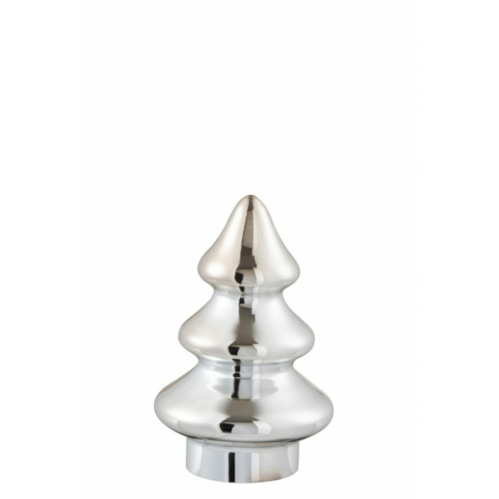 Sapin de noël décoratif à led en verre argent 9x9x15 cm