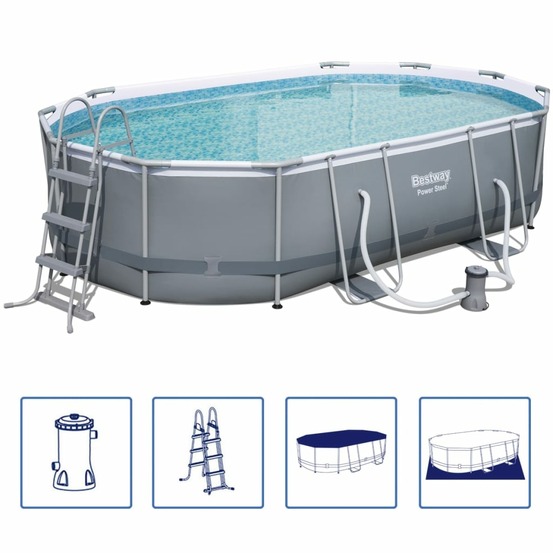 Ensemble de piscine ovale power steel 488x305x107 cm 56448
