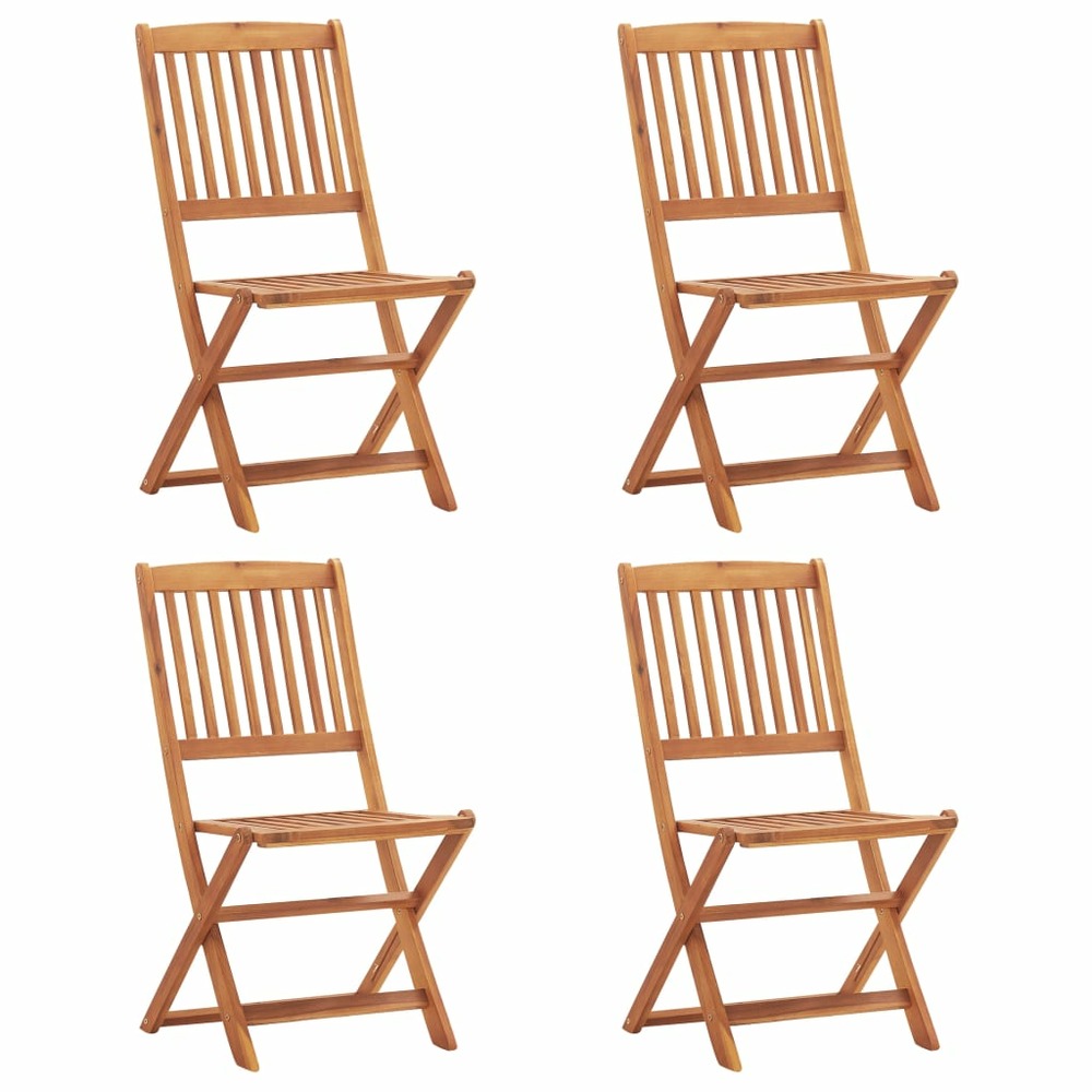Chaises pliables d'extérieur 4 pcs bois d'acacia solide