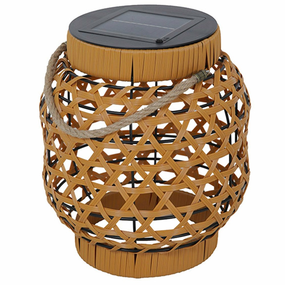 Lanterne solaire décorative capri beige poly rotin h32cm