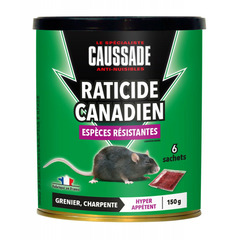 Raticide canadien - espèces résistantes , boite de 150grs ( 6 x 25grs)