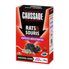 Raticide rats & souris - pat'appât espèces résistantes , boite de 150grs ( 15x10