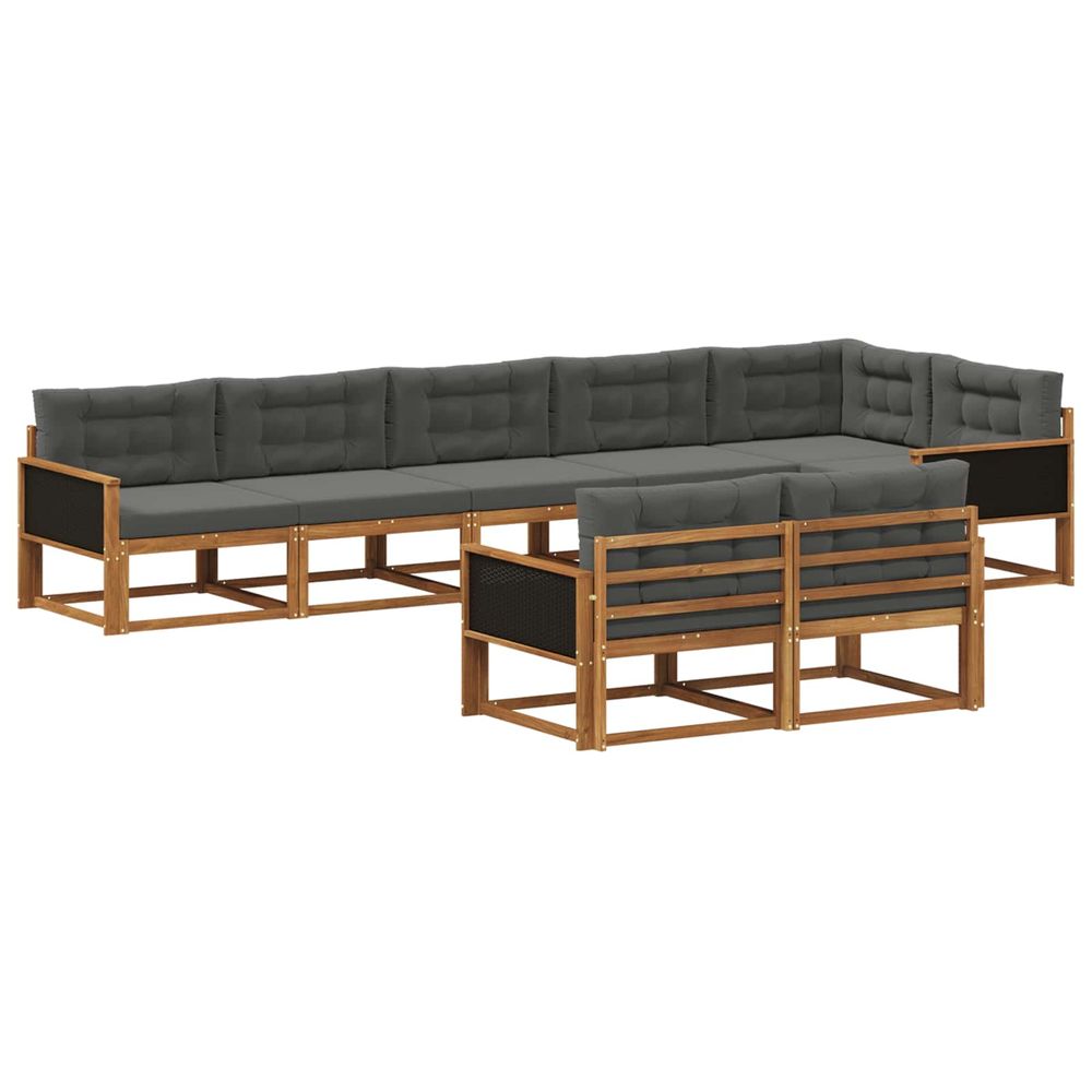Ensemble de canapés d'extérieur 8 pc naturel et anthracite
