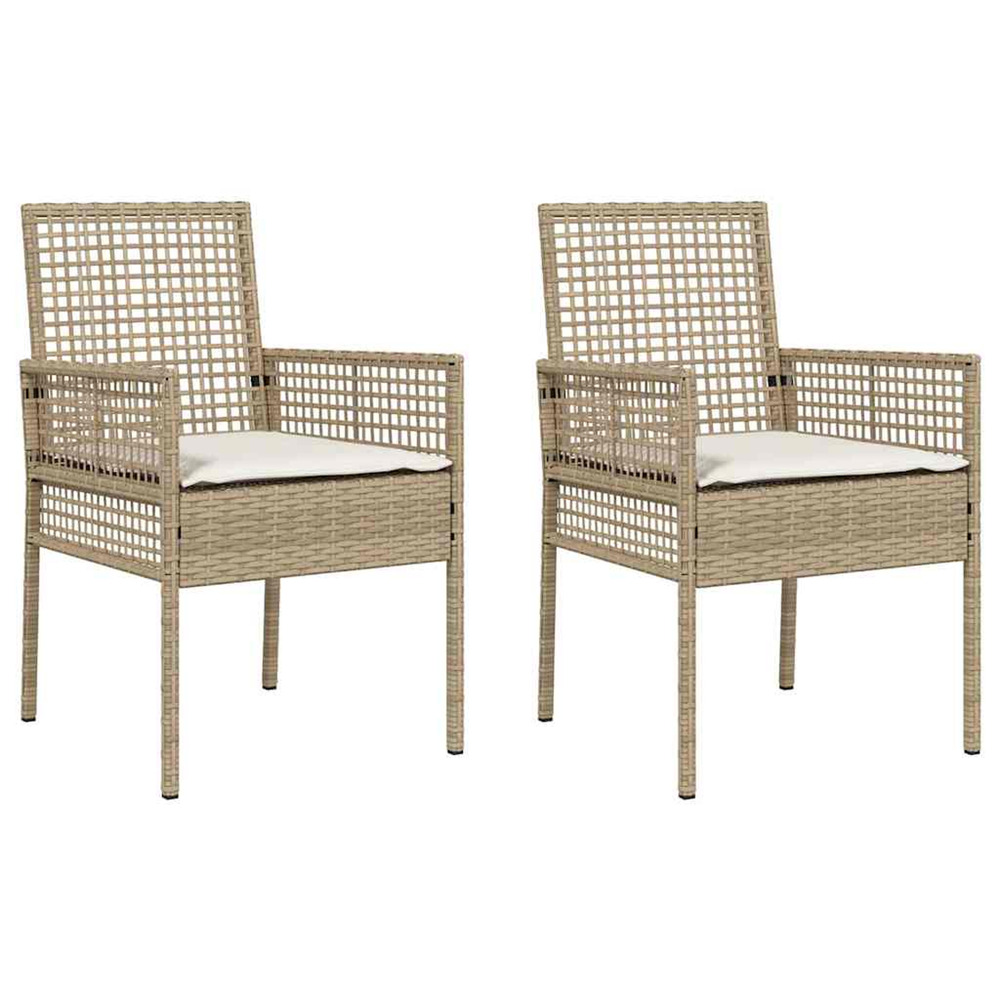Chaise de jardin 2 pcs beige 55 x 53 x 85 cm polyrotin
