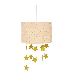 Luminaire suspension rose avec étoiles dorées d 30 cm pour chambre d'enfant