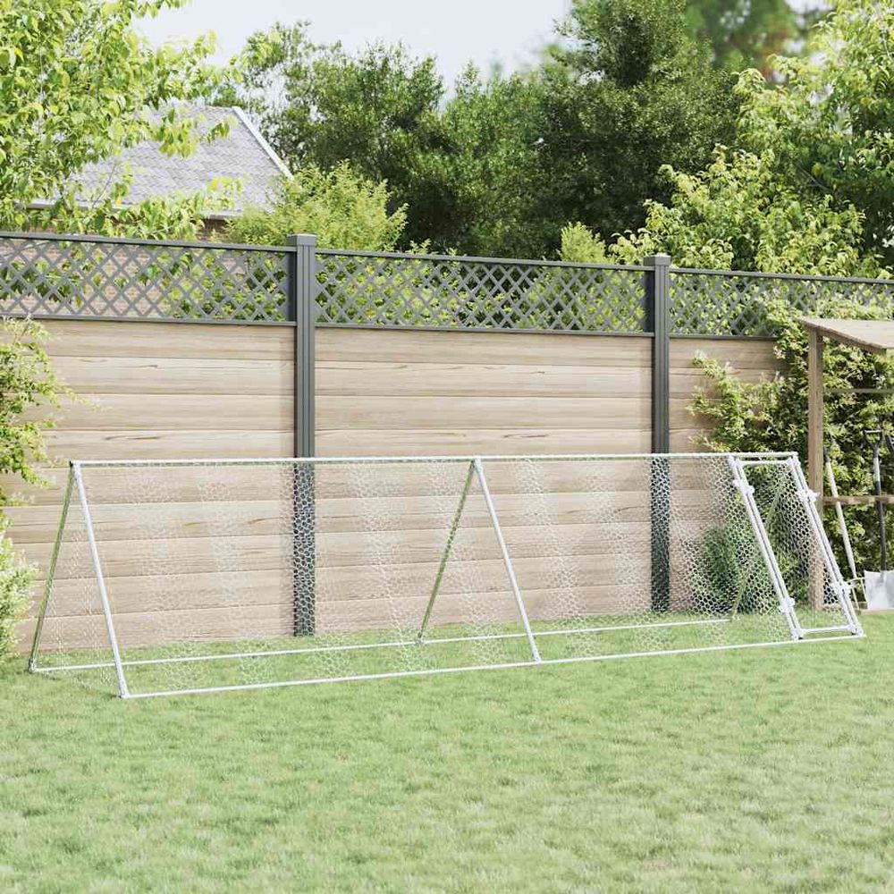 Grand parc extérieur acier galvanisé pour poules et lapins 400x105x91 cm