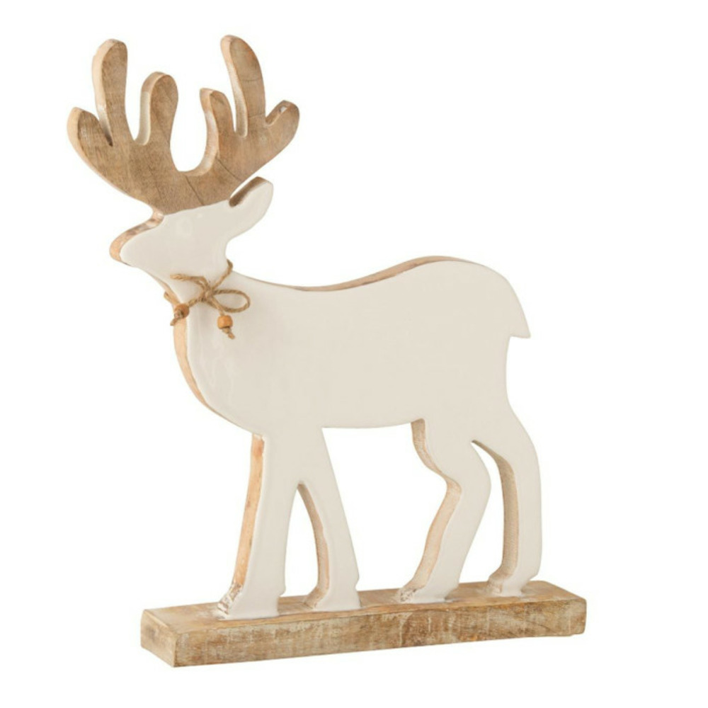 Statuette déco renne sur pied 41cm blanc