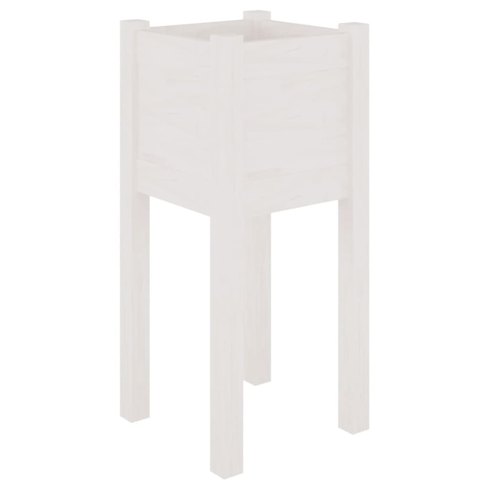Jardinière d'extérieur d'extérieur blanc 31x31x70 cm bois de pin massif