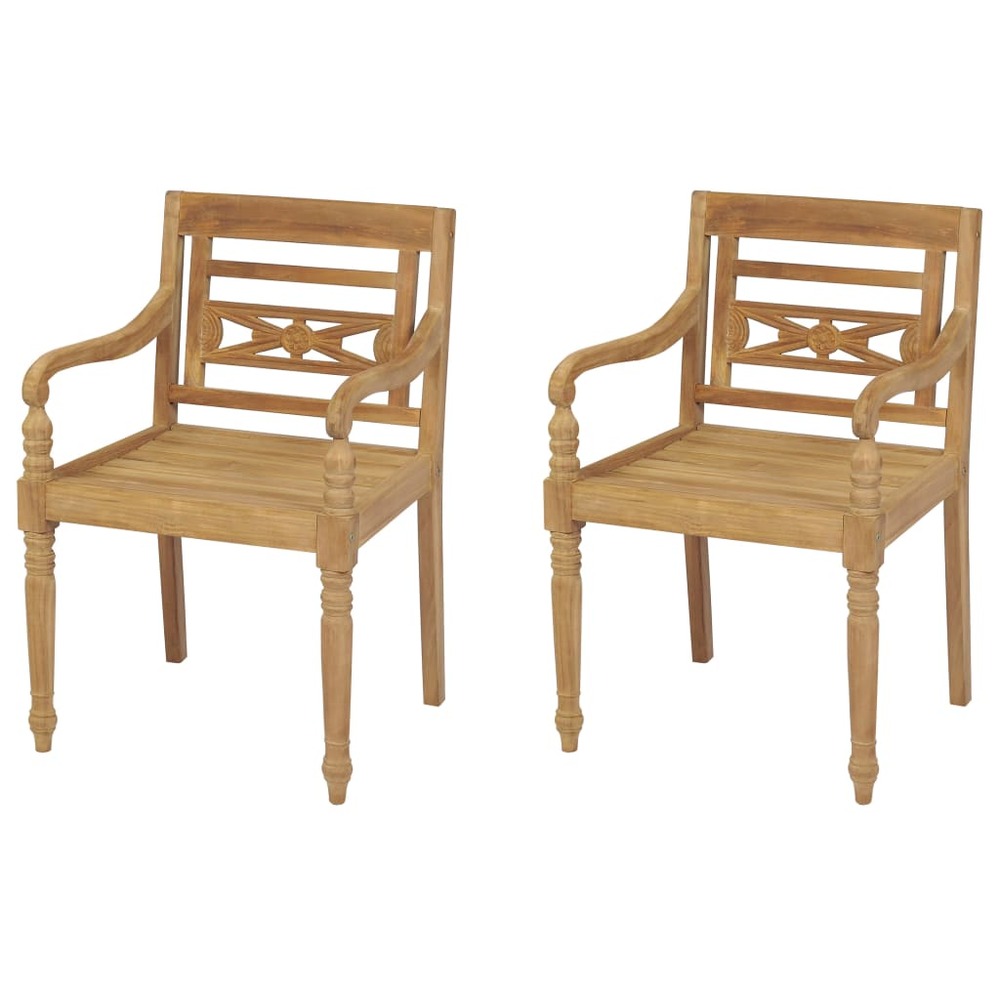 Chaises batavia lot de 2 bois de teck solide