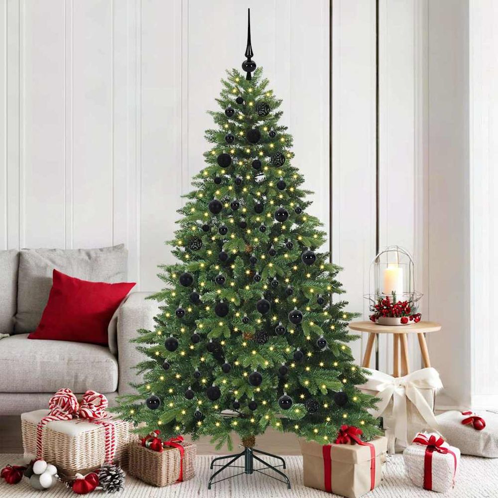 Sapin de noël 180 cm tout compris : arbre, 300 led, 120 boules et cimier