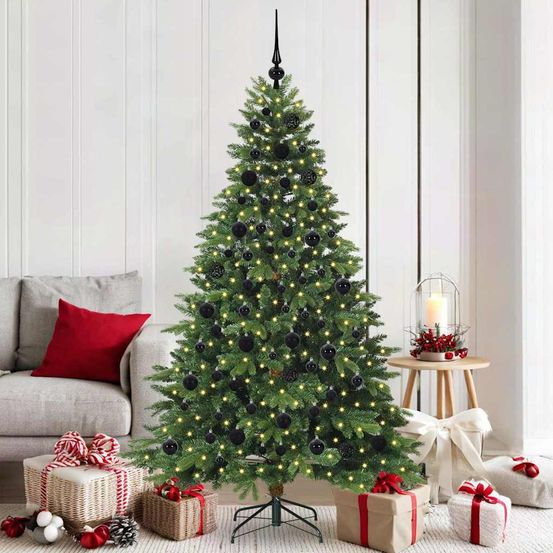 Sapin de noël 180 cm tout compris : arbre, 300 led, 120 boules et cimier