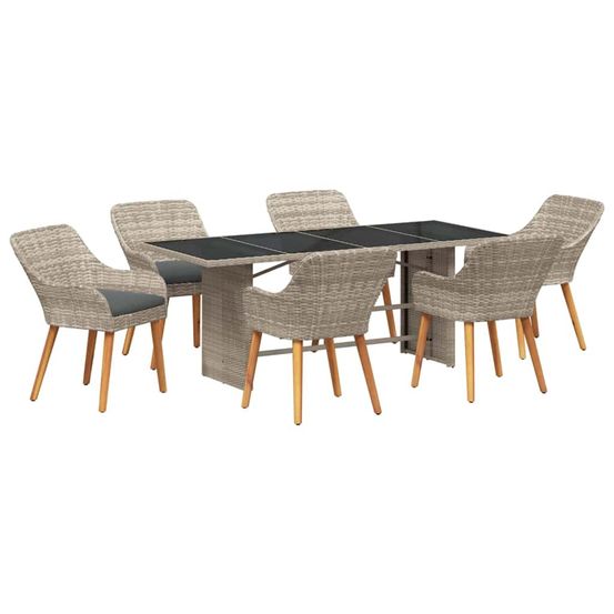 Ensemble de salle à manger pour jardin 7 pc gris clair