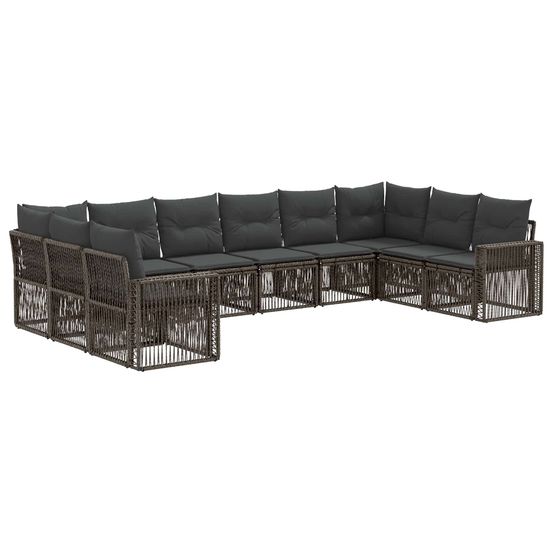 Ensemble de canapé de jardin 10 pc gris et gris foncé polyrotin